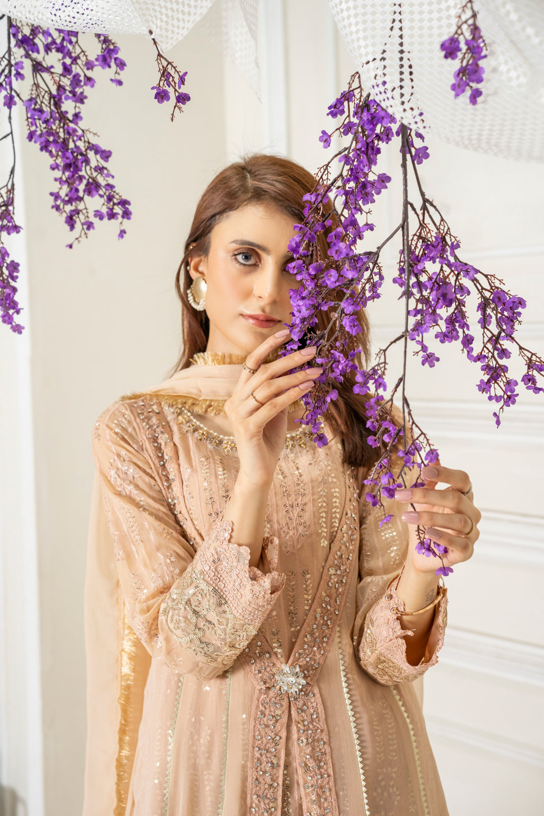 Manahils Stitched Formals Kurti-B-005-Peach