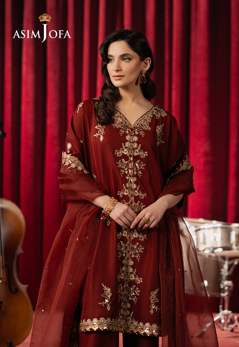 Asim Jofa Premium Festive Ajpf-12 Embroidered Silk 3 Pcs