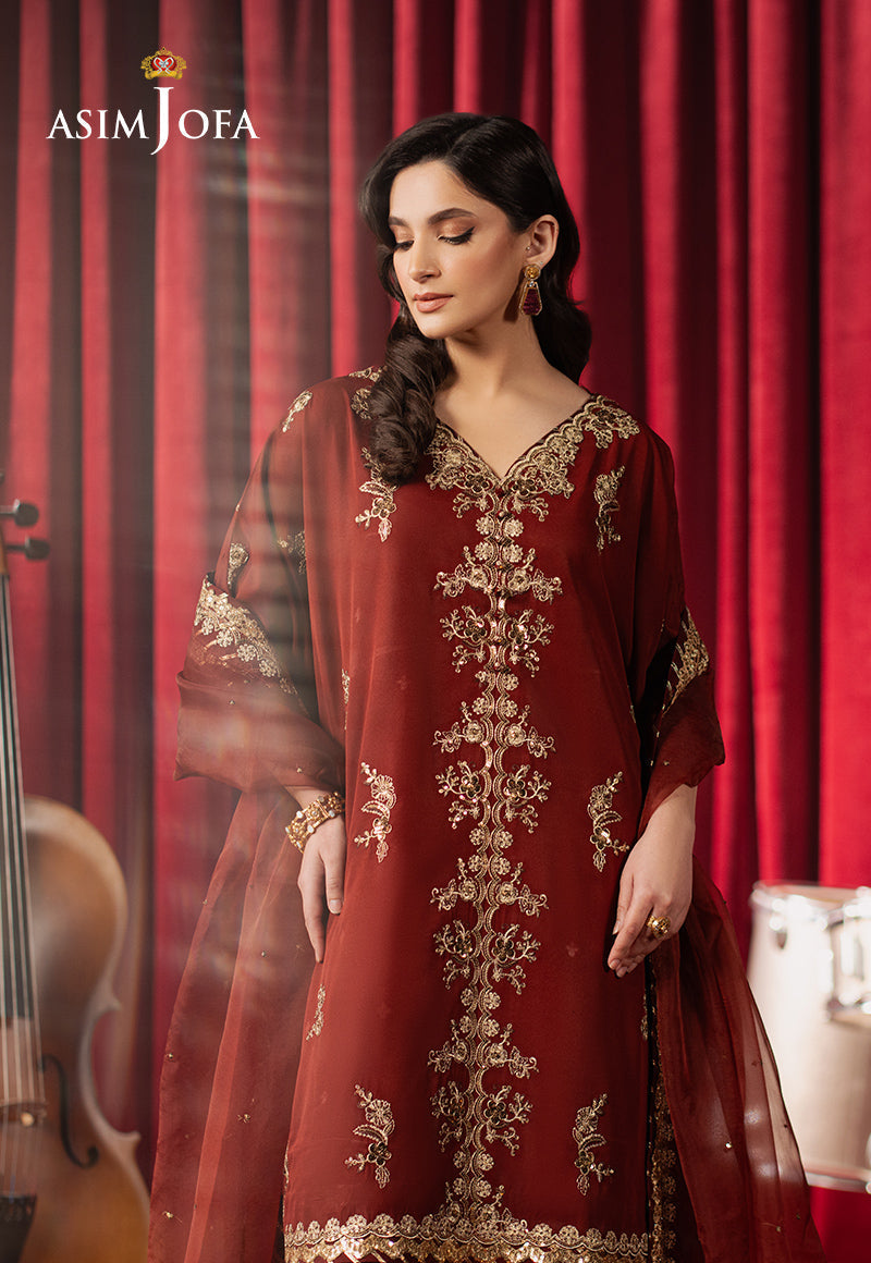 Asim Jofa Premium Festive Ajpf-12 Embroidered Silk 3 Pcs