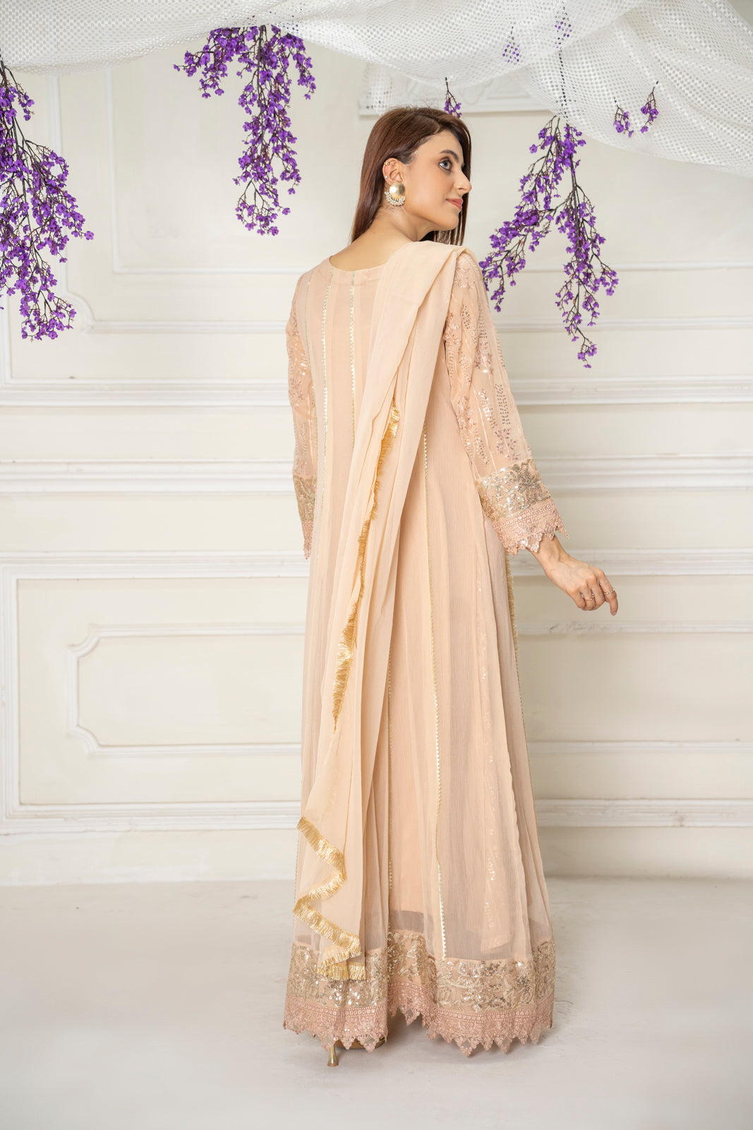 Manahils Stitched Formals Kurti-B-005-Peach