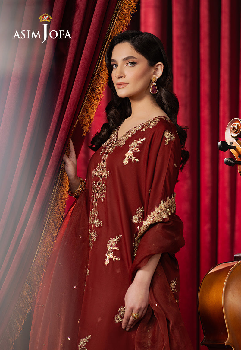 Asim Jofa Premium Festive Ajpf-12 Embroidered Silk 3 Pcs
