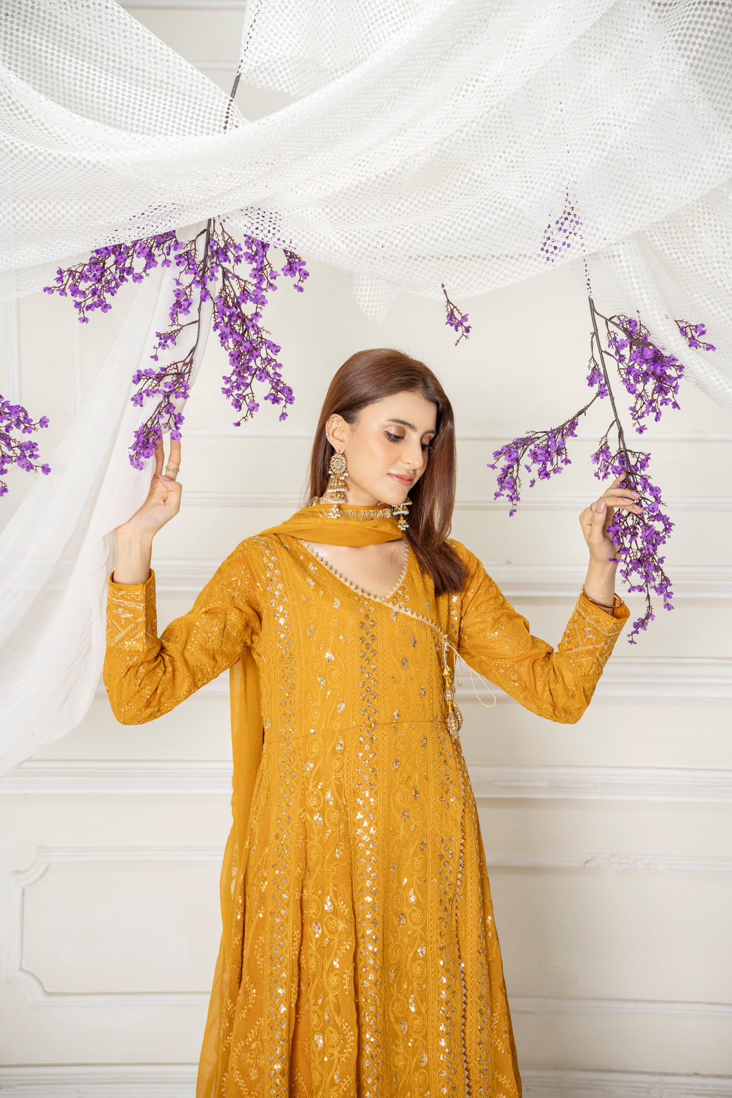 Manahils Stitched Formals Kurti-099-Copper Orange