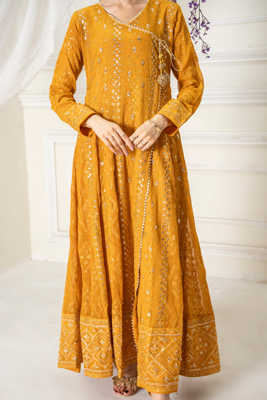 Manahils Stitched Formals Kurti-099-Copper Orange