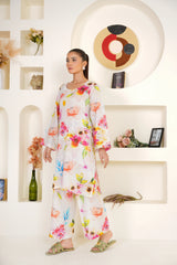 Qurb Unstitched 2 Piece Summer Collection'2025-Floral Strokes