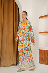 Qurb Unstitched 2 Piece Summer Collection'2025-Sky Bloom