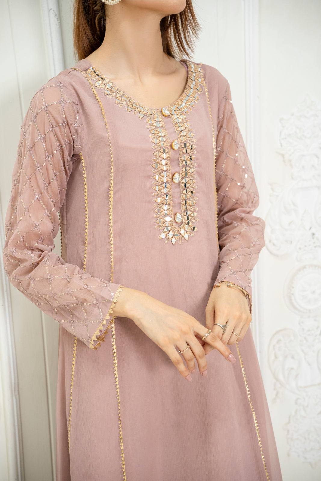 Manahils Stitched Formals Kurti 123-Lilac