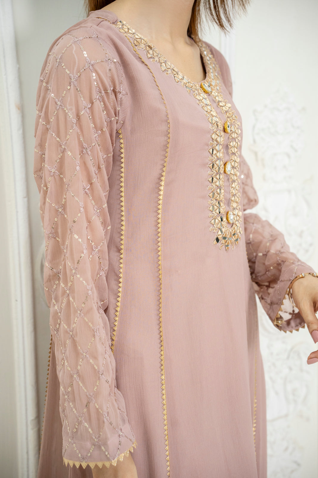 Manahils Stitched Formals Kurti 123-Lilac