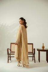 Diva By Zouj Unstitched 3 Piece Luxury Chiffon Collection'2025-Champagne Gold