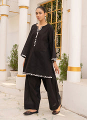 Pastel Weaves - Ahlam By Safa Textile Stitched 2 Piece Summer Solids and Basics Suit-Monochrome Swirl