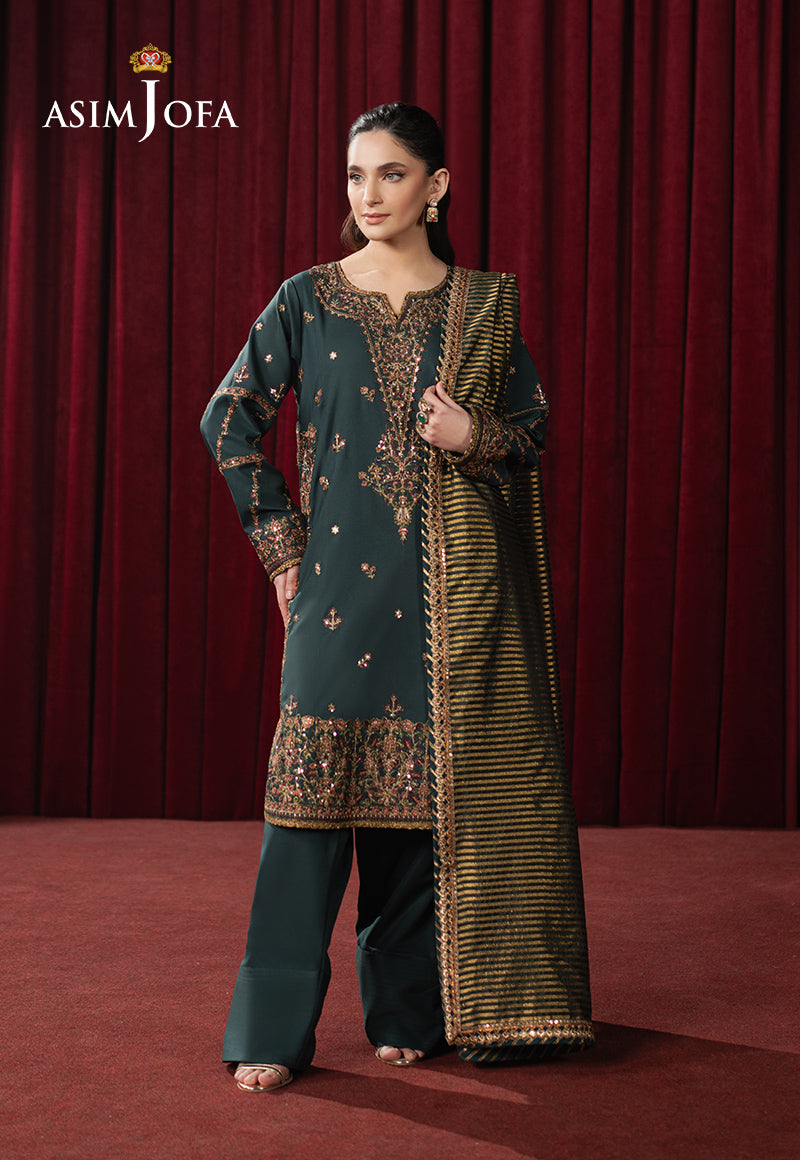 Asim Jofa Premium Festive Ajpf-05 Embroidered Silk 3 Pcs