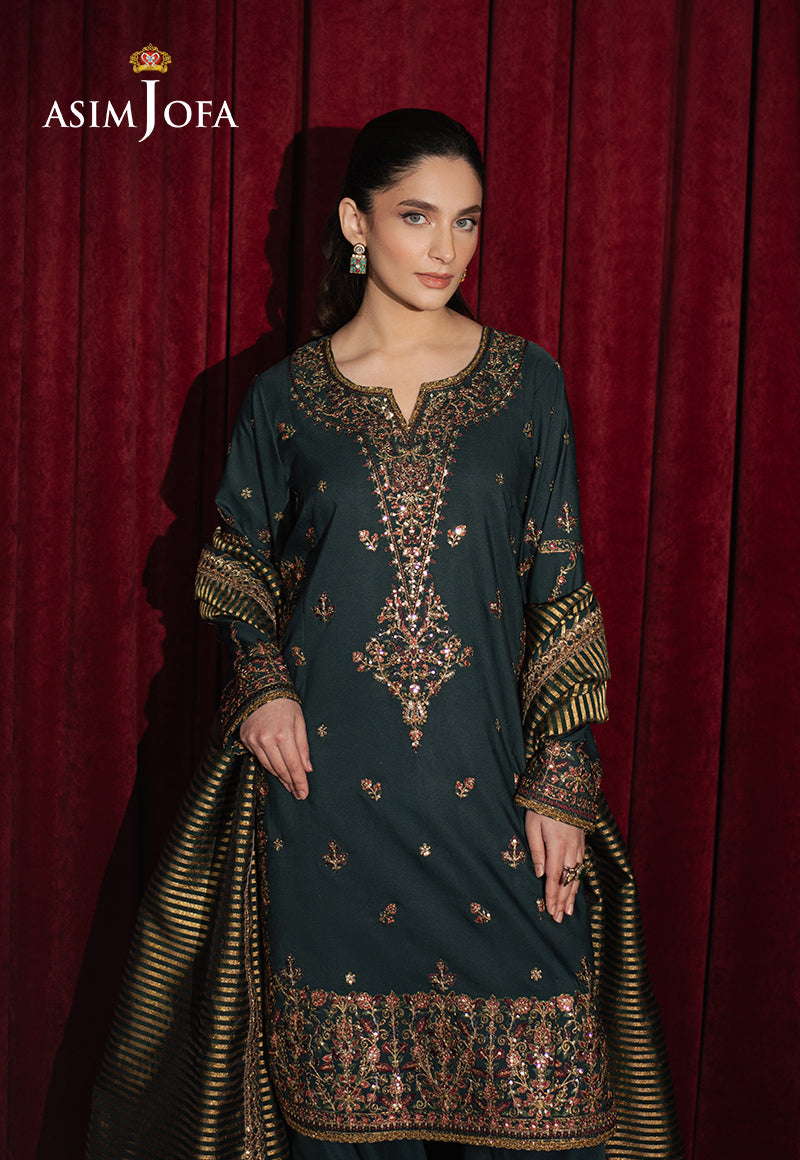 Asim Jofa Premium Festive Ajpf-05 Embroidered Silk 3 Pcs