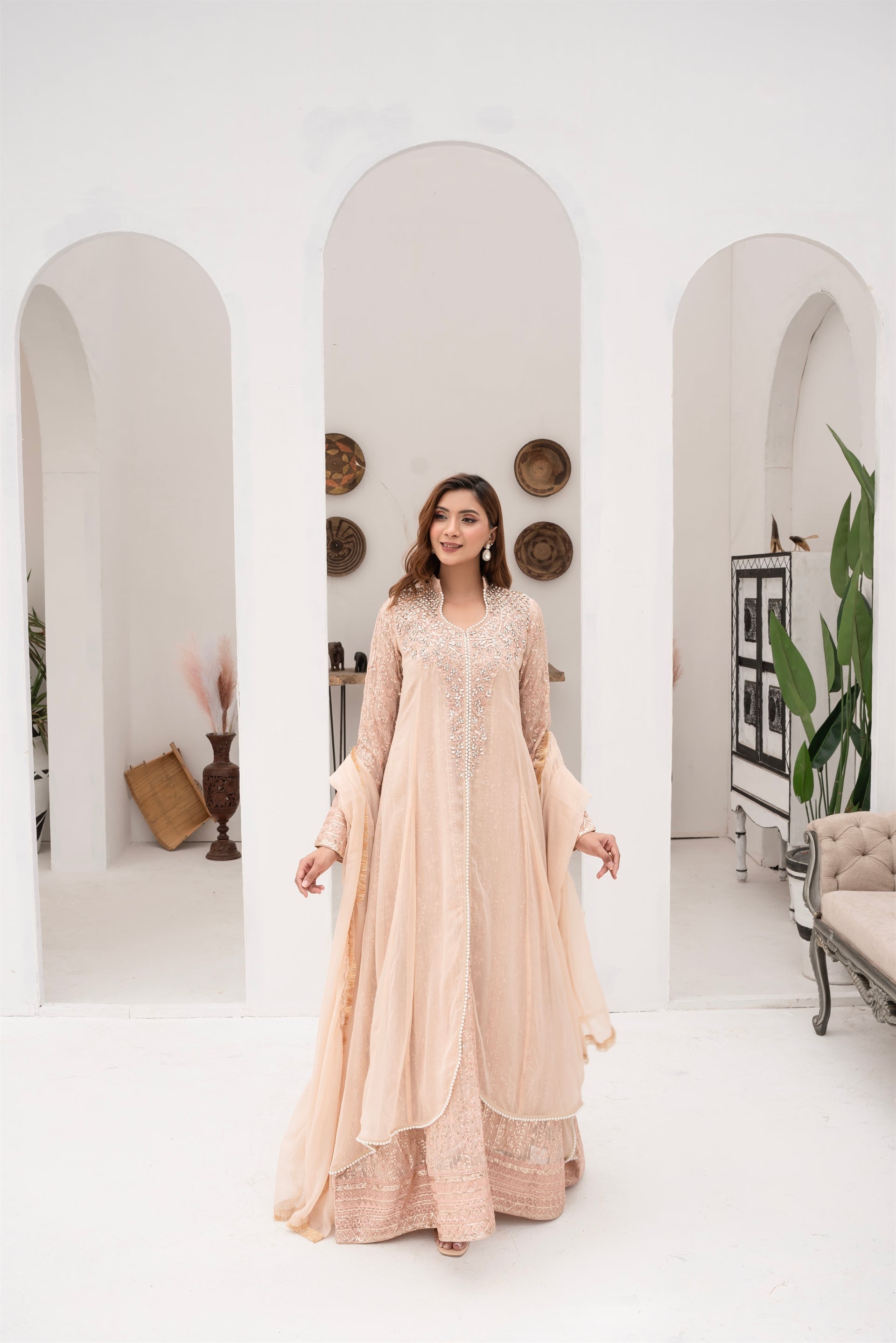 Manahils Stitched Formals Sw 04-Peach