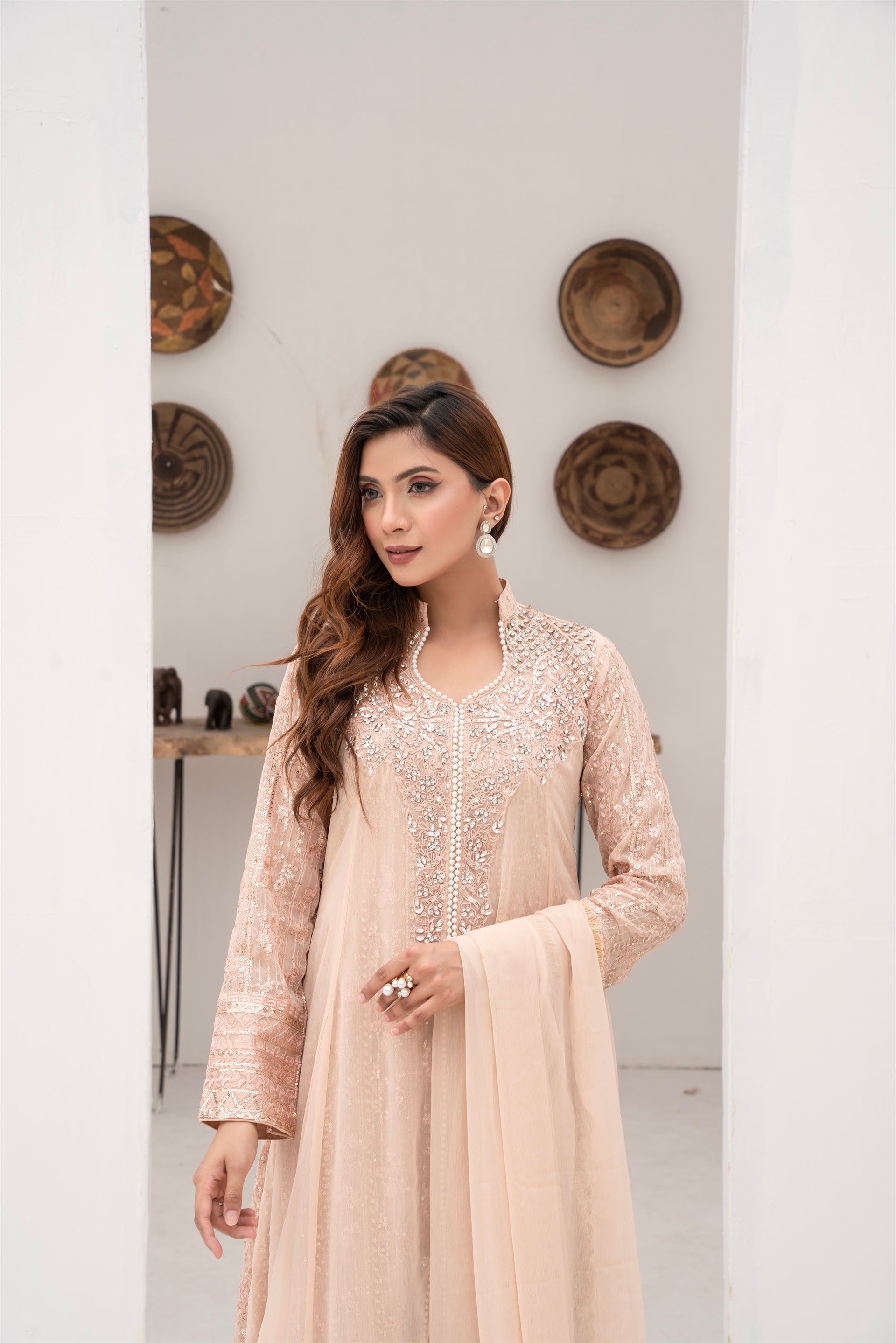 Manahils Stitched Formals Sw 04-Peach