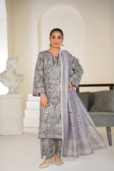 Threads & Weaves Silver Mist - Embroidered Lawn Ready to Wear 3PC-RTWL26105S