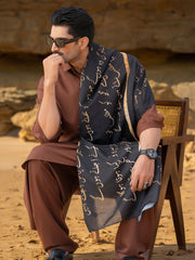 Tng By MD Mens Stole Collection-Jaun Elia Stole Black & Gold