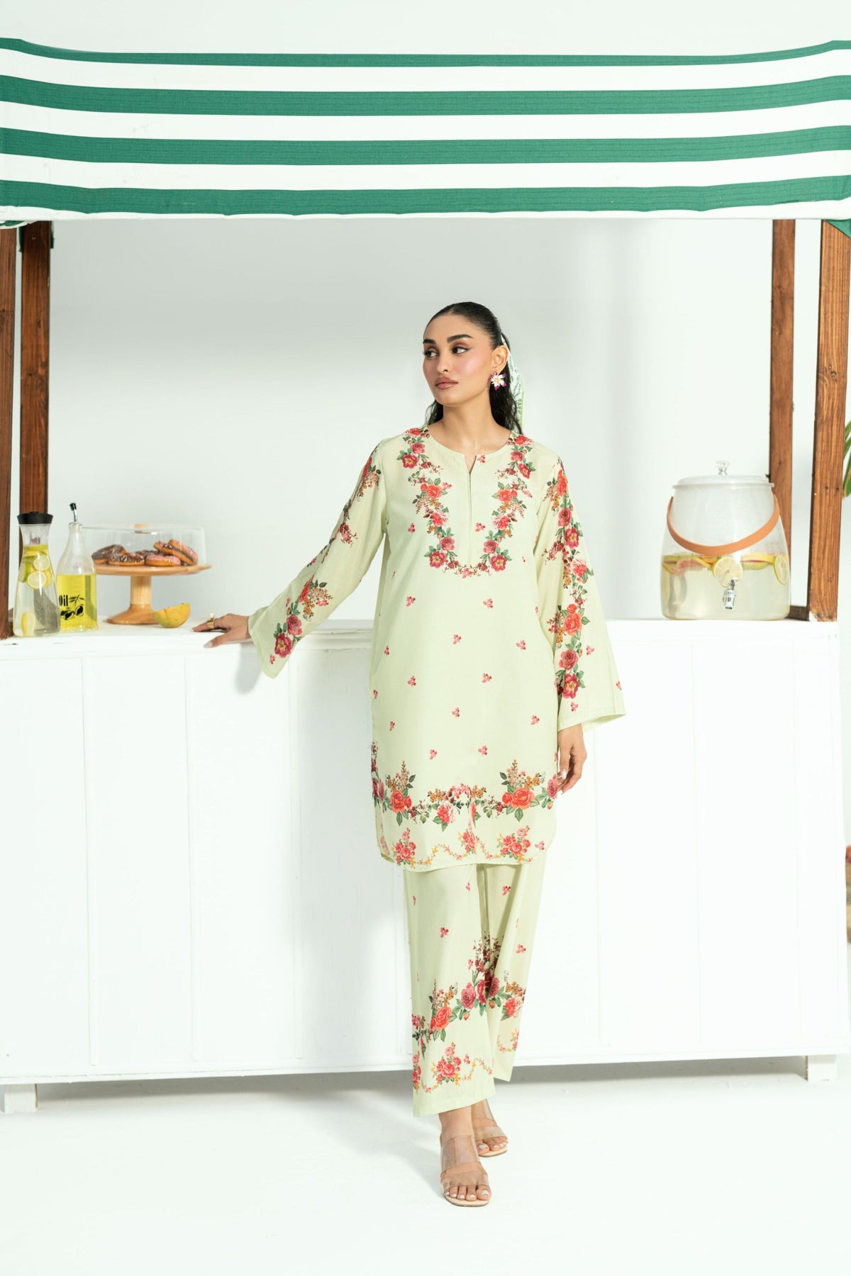 Raha By Amal Stitched Co Ords Cambric Vol-01 Collection'2025-Pistachio