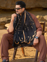 Tng By MD Mens Stole Collection-Jaun Elia Stole Black & Gold