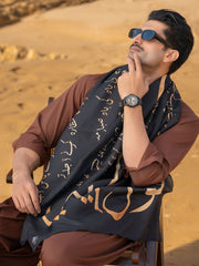 Tng By MD Mens Stole Collection-Jaun Elia Stole Black & Gold