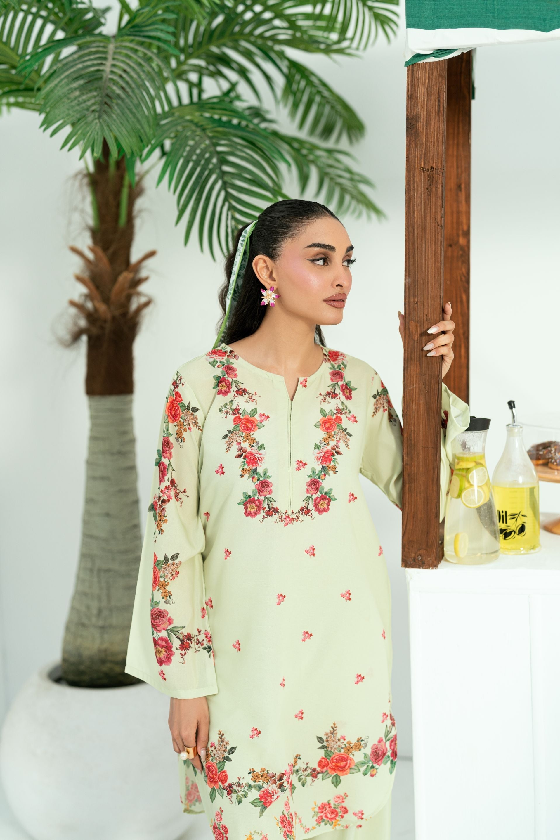 Raha By Amal Stitched Co Ords Cambric Vol-01 Collection'2025-Pistachio