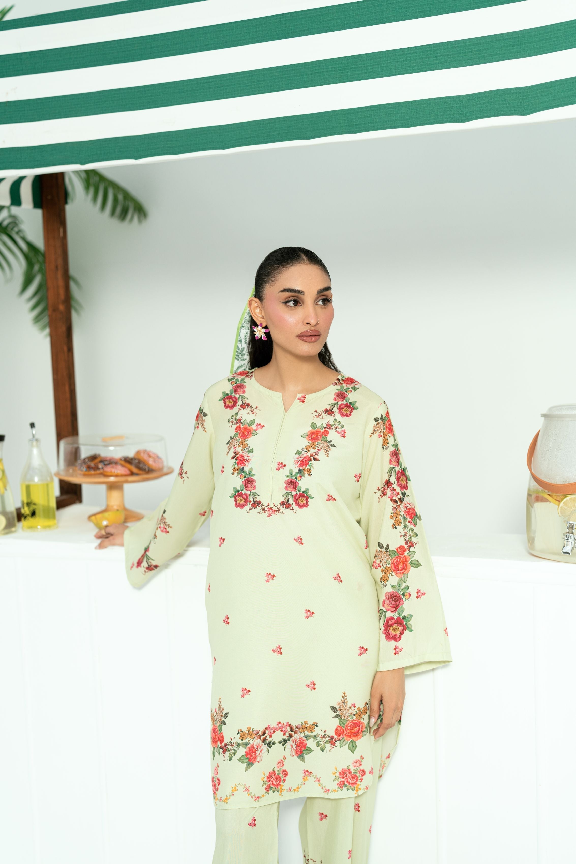 Raha By Amal Stitched Co Ords Cambric Vol-01 Collection'2025-Pistachio