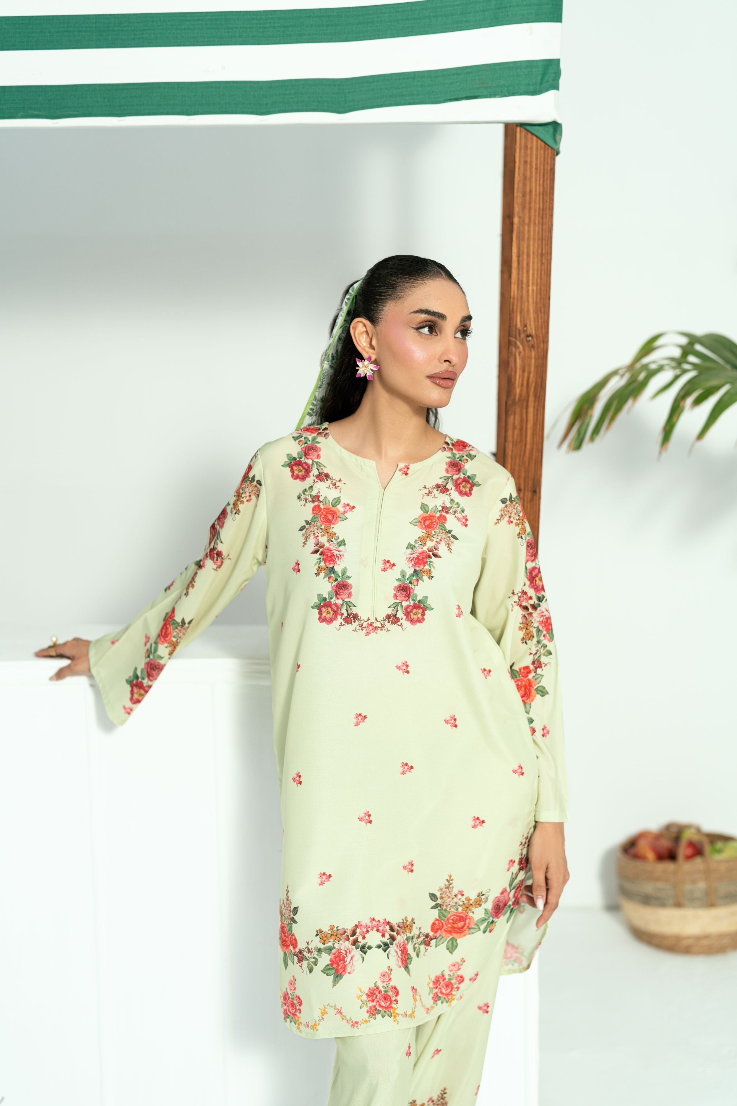 Raha By Amal Stitched Co Ords Cambric Vol-01 Collection'2025-Pistachio