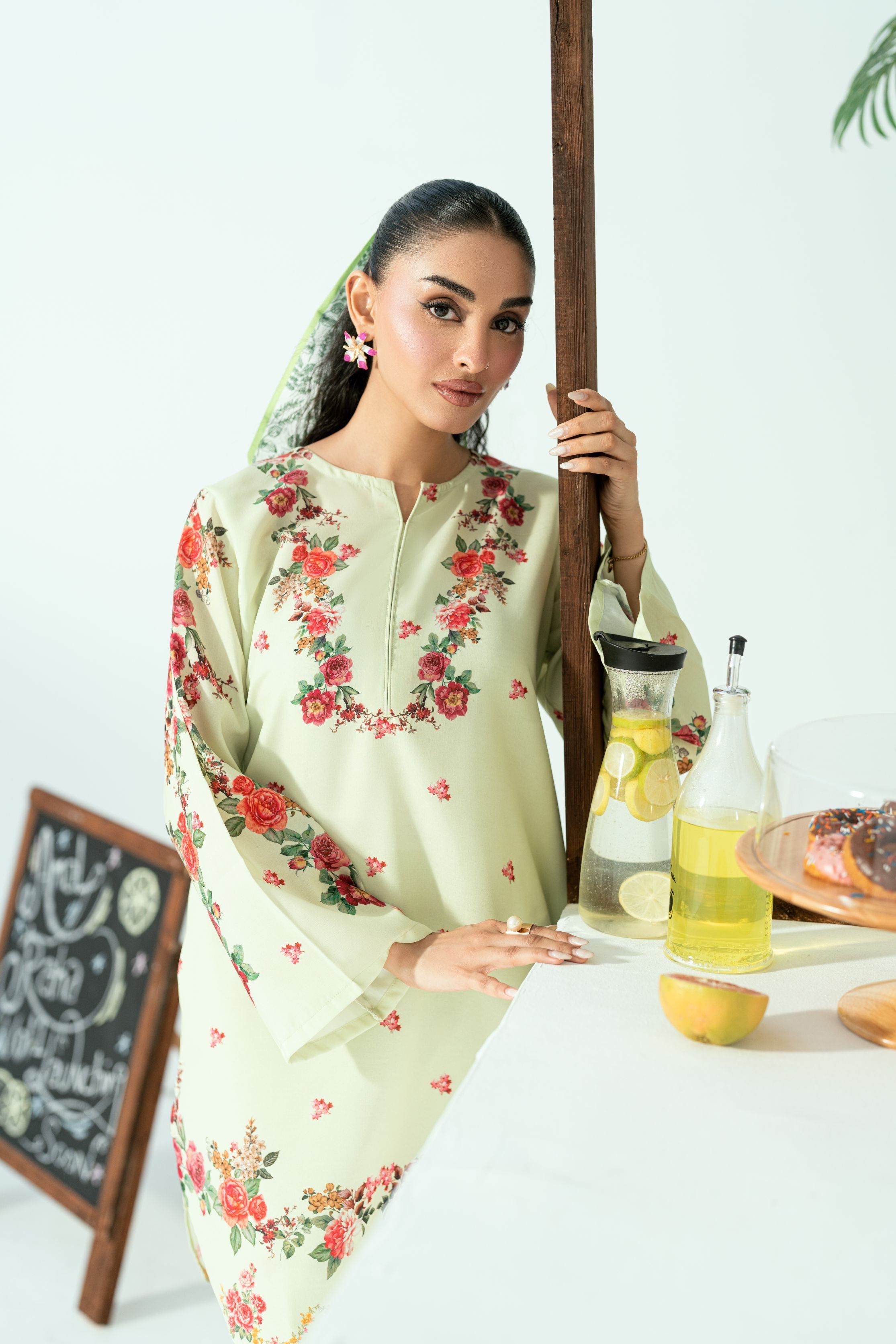 Raha By Amal Stitched Co Ords Cambric Vol-01 Collection'2025-Pistachio