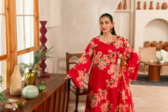 Feathers Unstitched 3 Piece Digital Printed Lawn Summer Suit-MERLOT-FT466