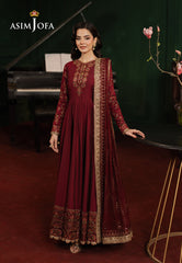 Asim Jofa Premium Festive Ajpf-15 Embroidered Two Tone Cotton Silk 2 Pcs