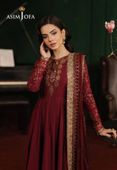 Asim Jofa Premium Festive Ajpf-15 Embroidered Two Tone Cotton Silk 2 Pcs
