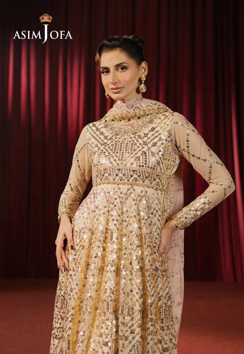Asim Jofa Premium Festive Ajpf-18 Embroidered Net 3 Pcs