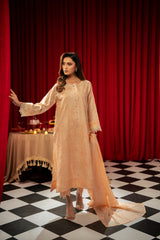 Freesia By Zouj 3 Piece Festive Edit-Peach Elan