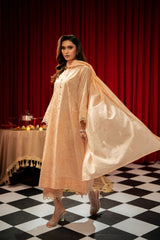 Freesia By Zouj 3 Piece Festive Edit-Peach Elan