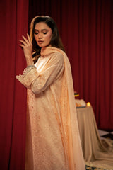 Freesia By Zouj 3 Piece Festive Edit-Peach Elan