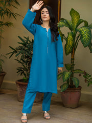 Tng By Md Solid Co Ords Collection-Aasmaan Turquoise Blue