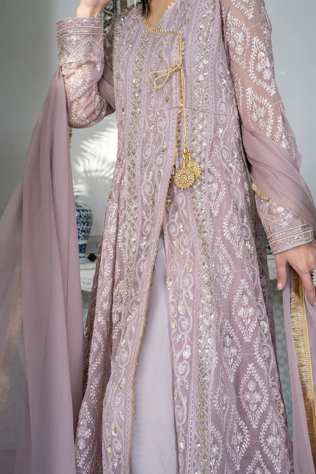Manahils Stitched Formals Kurti 099-Lilac