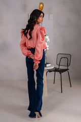 Kross Kulture Stitched Royal Silk Solid Charmeuse Silk Top