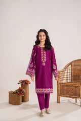 Khayat Stitched 2 Piece Embroidered Kids Winter Suit-Purora