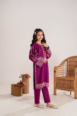 Khayat Stitched 2 Piece Embroidered Kids Winter Suit-Purora