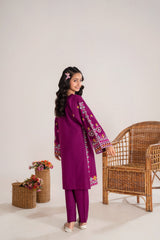 Khayat Stitched 2 Piece Embroidered Kids Winter Suit-Purora