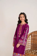 Khayat Stitched 2 Piece Embroidered Kids Winter Suit-Purora