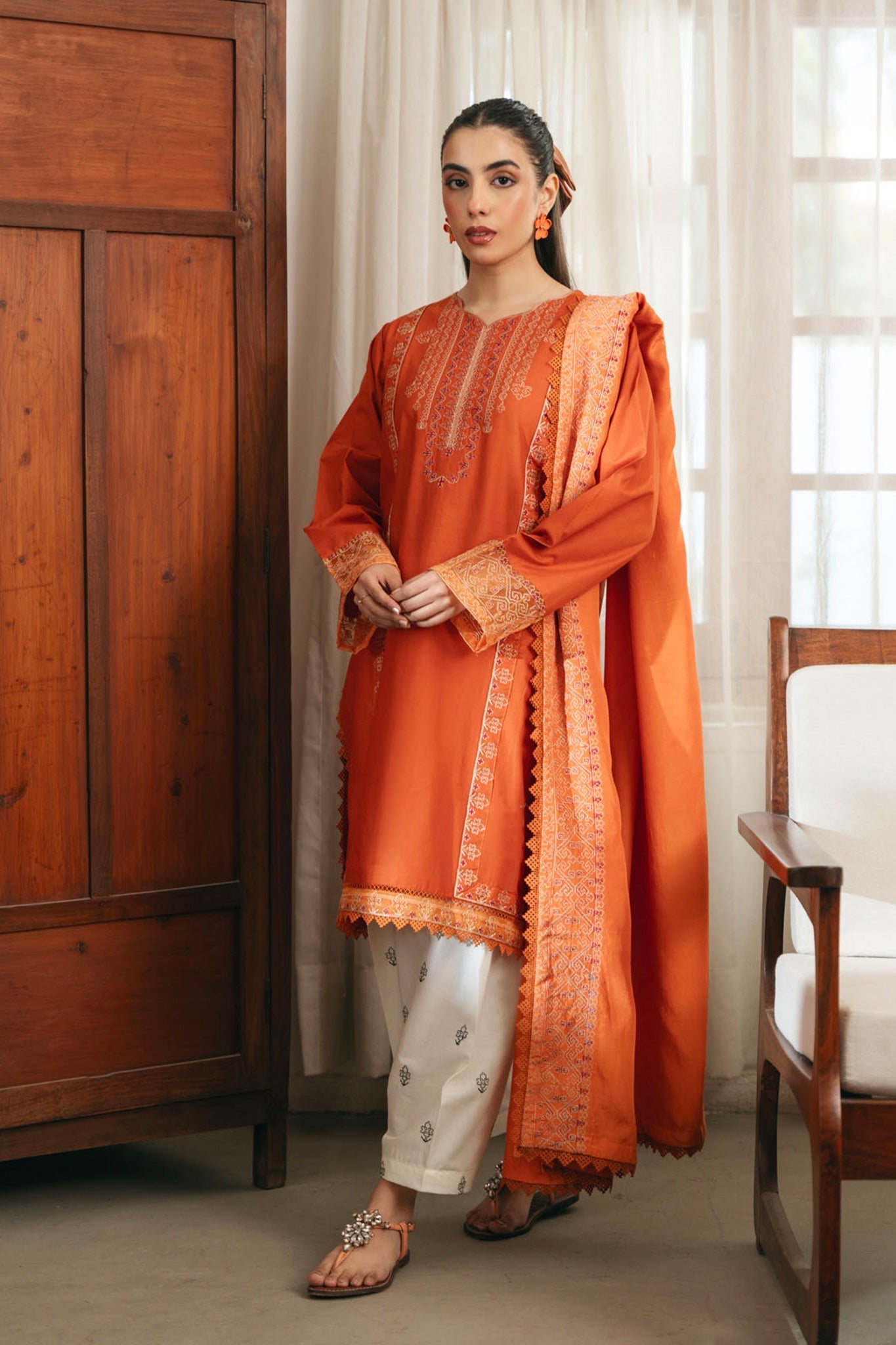 Spring Edit'25 By Mannat Clothing Stitched Collection-Rust