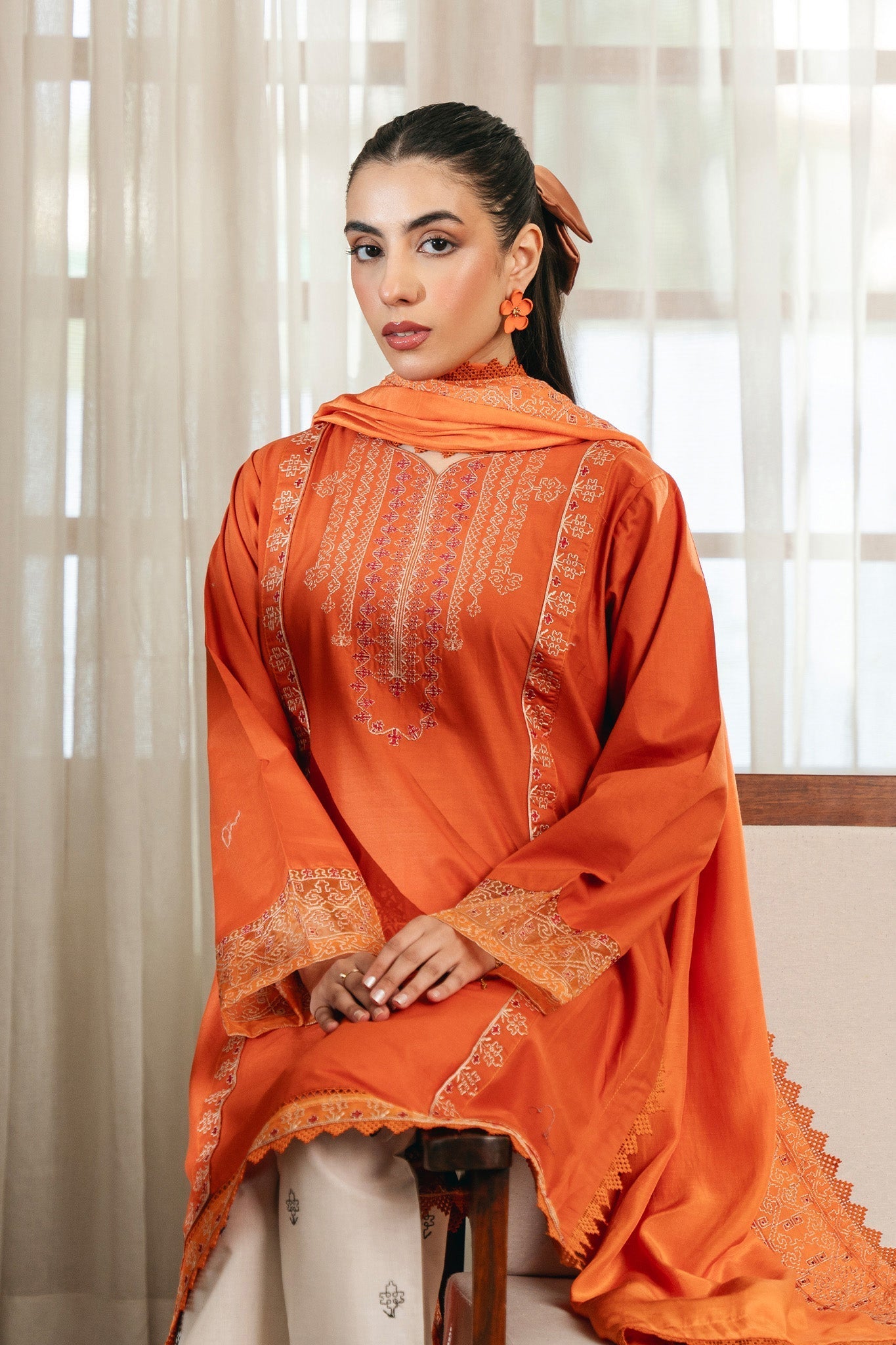 Spring Edit'25 By Mannat Clothing Stitched Collection-Rust
