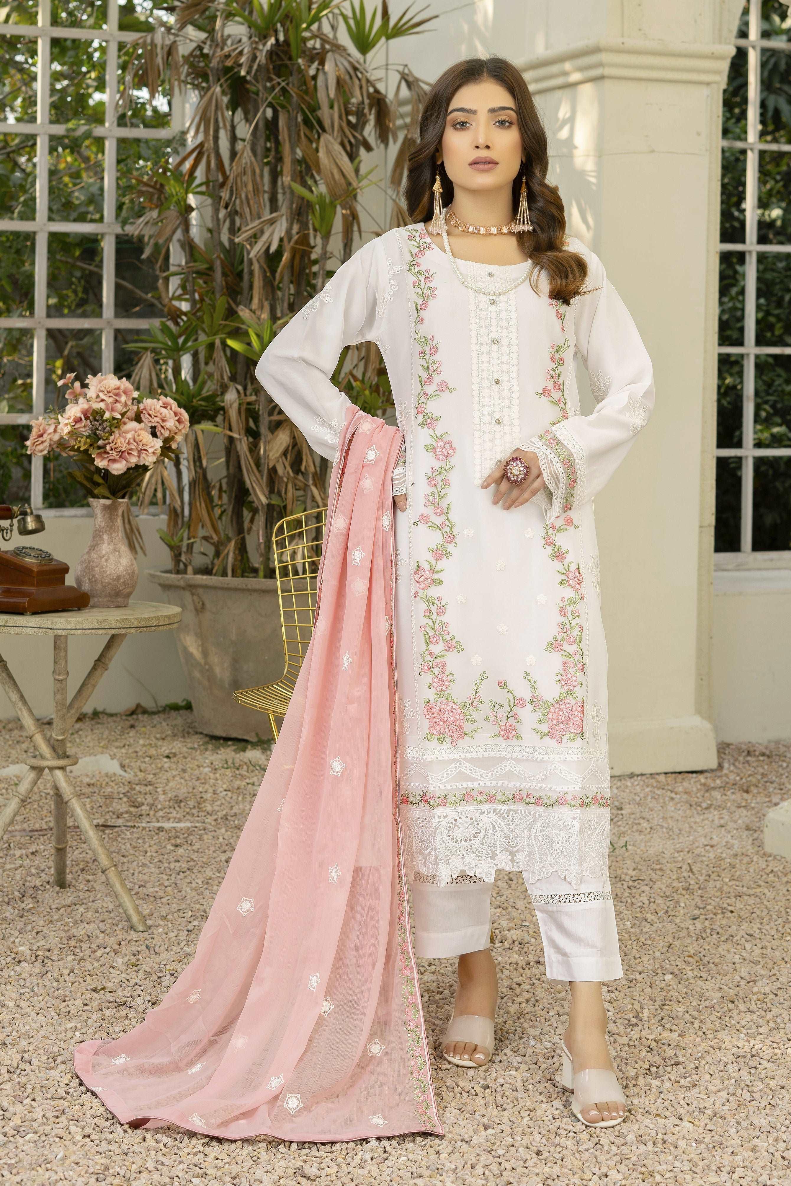 3 PIECE - EMBROIDERED CHIFFON SUIT 906J - Dressline Fabric