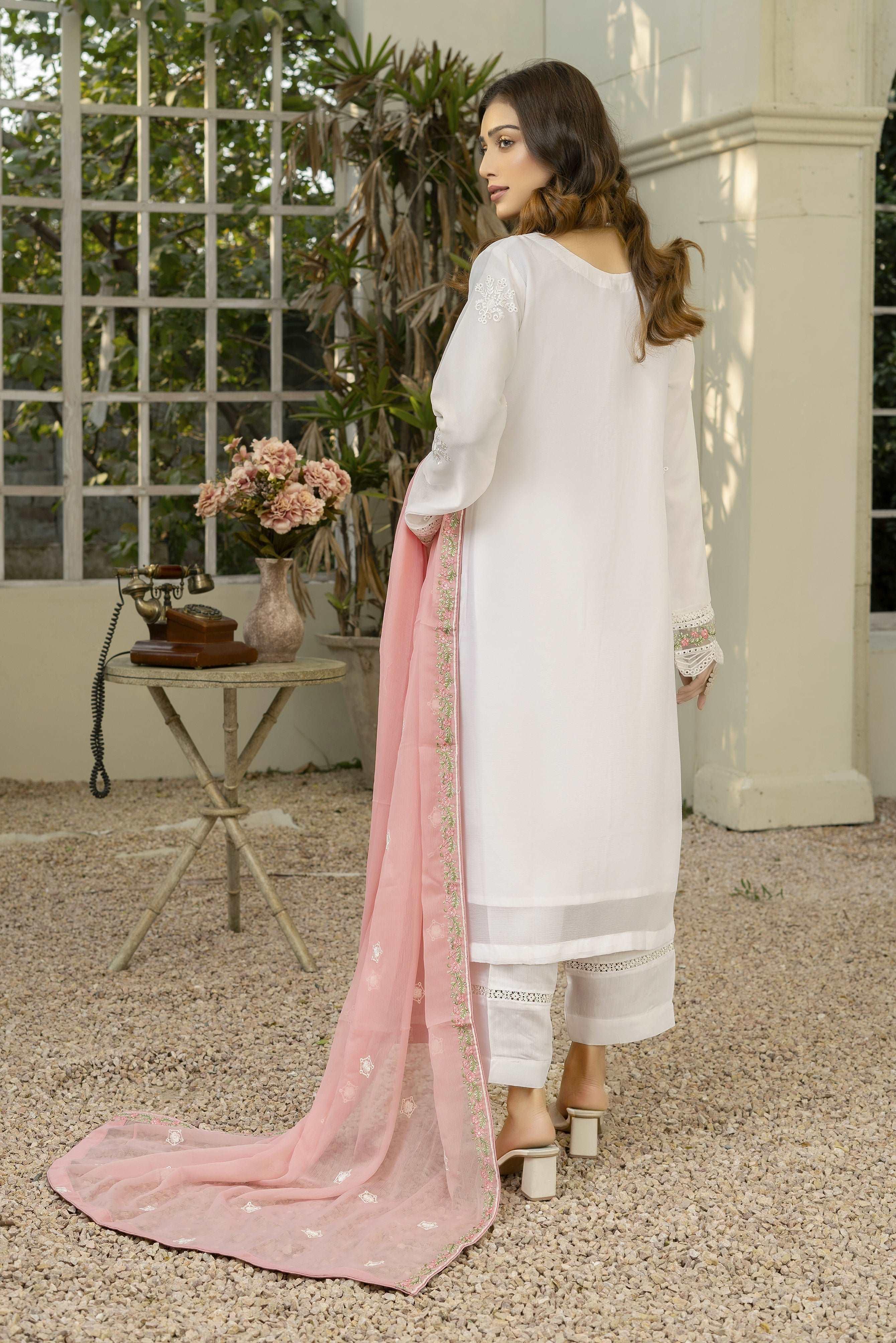 3 PIECE - EMBROIDERED CHIFFON SUIT 906J - Dressline Fabric