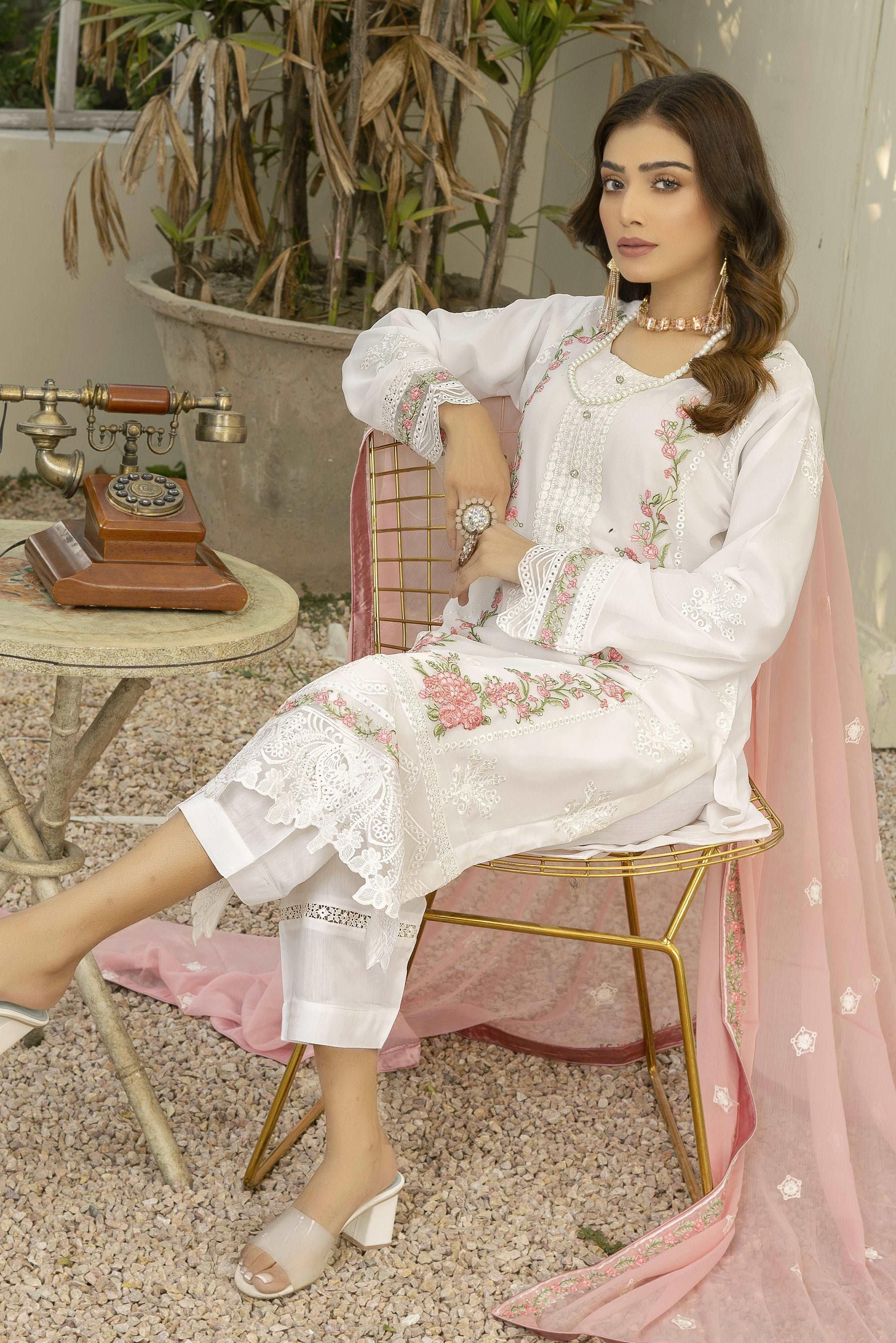 3 PIECE - EMBROIDERED CHIFFON SUIT 906J - Dressline Fabric