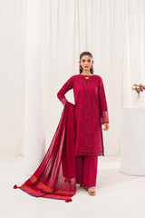 Aayra Stitched Summer Collection'2025-AY703- Rosy Elegance 3Pc