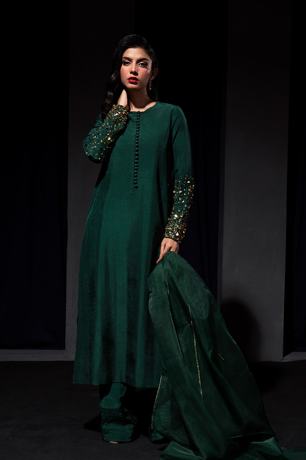 Zelina By Meeral Stitched 3 Piece Formals Collection'2025-HE-001