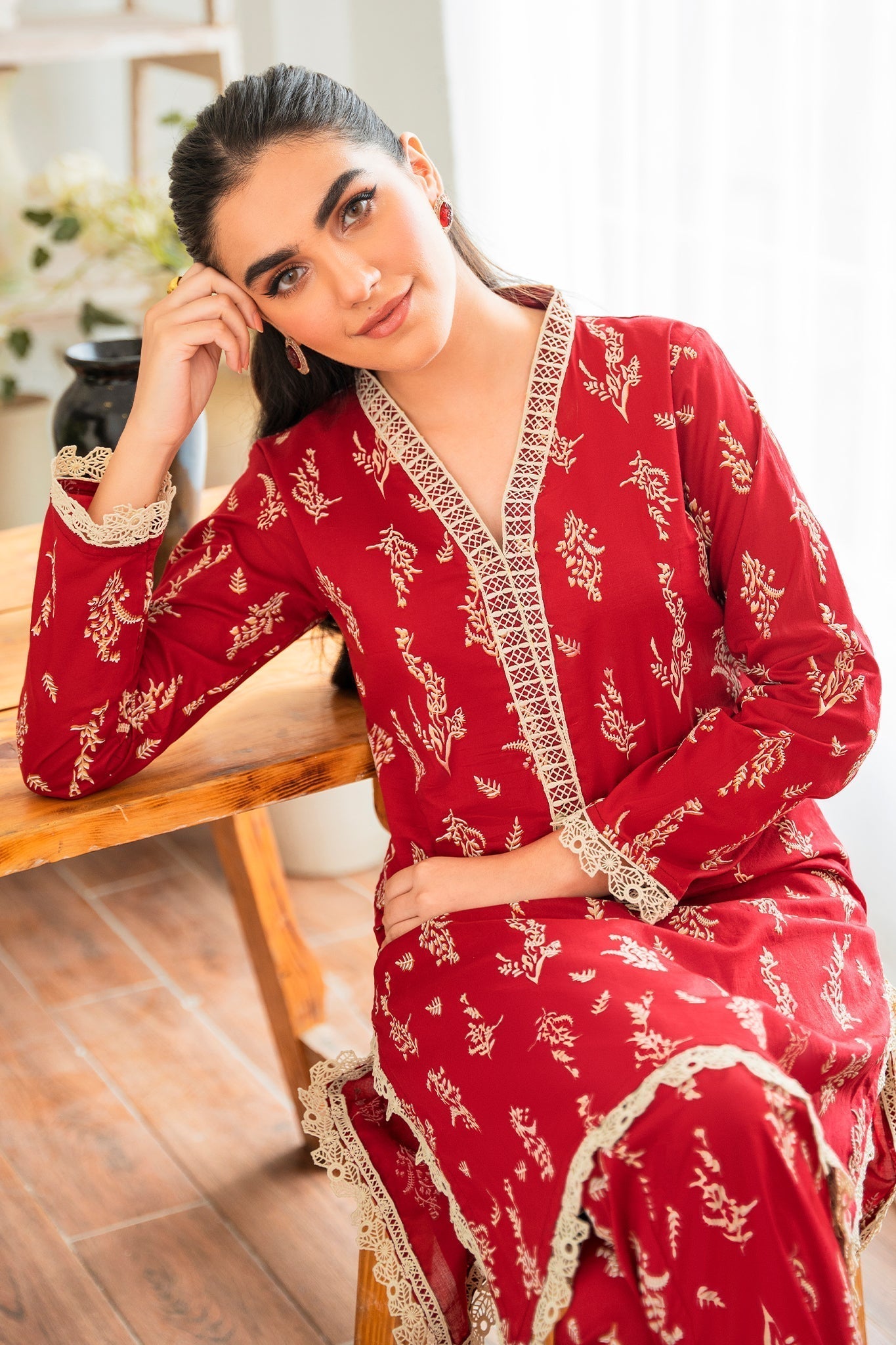 Floral Fusion by Panache Apparel Stitched Collection-Garnet