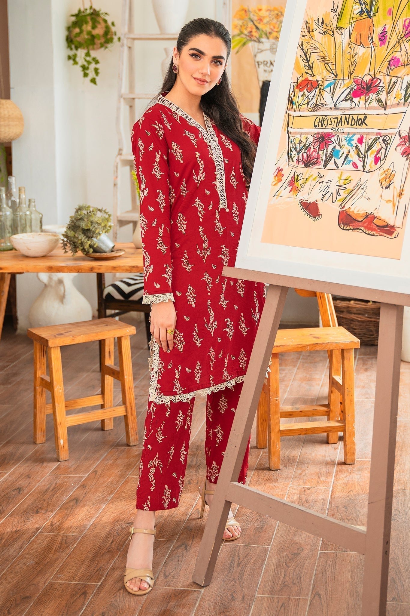 Floral Fusion by Panache Apparel Stitched Collection-Garnet