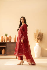 Tiraz Stitched 3 Piece Summer Suit-Hania